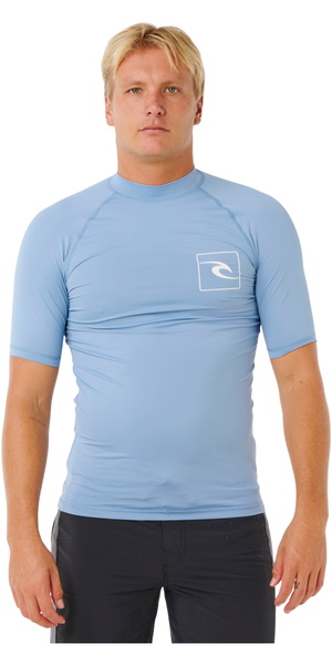 2026 Rip Curl Mens Streamline UPF Short Sleeve Rash Vest 172MRV - Faded Denim